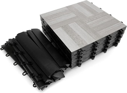 Big Floors SnapFloors 3X3RESGRAYOAKFLOOR Interlocking Lightweight Plastic Modular Dance Floor Kit (3' x 3'), Gray Oak, 21 Piece