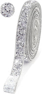 Rhinestone Ribbon 3 Yards Self Adhesive Rhinestone Strips Diamond Ribbon Sticker Crystal Roll Glitter Bling Rhinestones Tape for Crafting DIY Art Decoration (Silver,0.6 Inch)