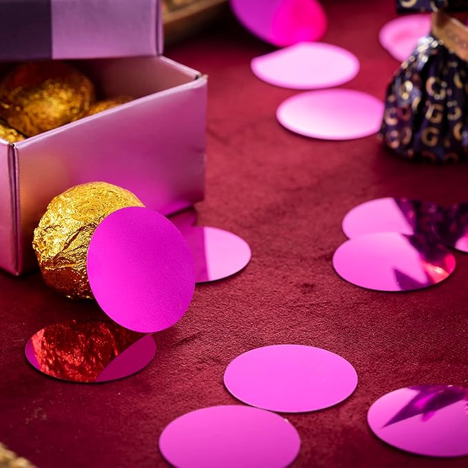 Hot Pink Table Confetti Party Decorations Metallic Circle Dot Confetti, 1.2 Inch, 300pcs