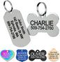 GoTags Stainless Steel Pet ID Tags, Personalized Dog Tags and Cat Tags, up to 8 Lines of Custom Text, Engraved on Both Sides, in Bone, Round, Heart, Bowtie and More (Rectangle, Regular (Pack of 1))