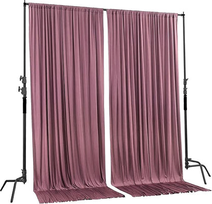 AK TRADING CO. 10 feet x 10 feet Dusty Rose Polyester Backdrop Drapes Curtains Panels with Rod Pockets - Wedding Ceremony Party Home Window Decorations