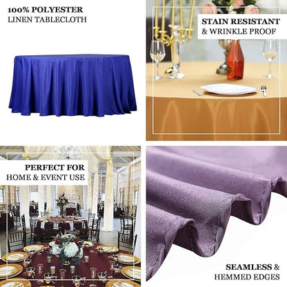 Efavormart Round Tablecloth, 132 Inch Stain & Wrinkle Resistant Washable Table Cloth, Decorative Polyester Fabric Table Cover for Banquet, Wedding, Dining- Burgundy