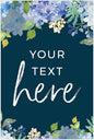 Andaz Press Personalized Extra Large Wedding Easel Board Party Sign, 12x18-inch, Baby Blue Hydrangea Floral Flowers on Navy Blue, Your Text Here, 1-Pack, Custom