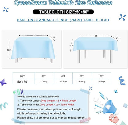 Glitter Blue Tablecloth 50x80 Inch Iridescent for Anniversary Birthday Baptism Mermaid Ocean Theme
