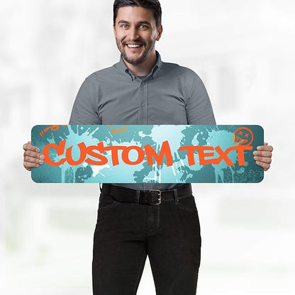Custom Sign, Custom Street Sign, 11 Font Colors, 13 Font Styles, 4 Hole Options, 22 Sizes, 8x32 Inches, Rust Free DiBound, Fade Resistant, Made in USA by My Sign Center (Graffiti)