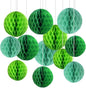 CC wonderland zone 12pcs Green Paper Honeycomb Balls,Hanging Tissue Pom poms for Party Decoration,6inch&10inch