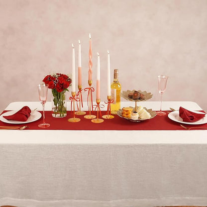 Cotton Linen Dinner Napkins Set of 4 – Hemstitch Red Cloth Dinner Napkins 20x20 Inch – Washable Fabric for Dining, Fall, Halloween, Spring, Summer, Wedding, Everyday Décor – Serena
