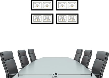 Creative Picture Frames 10X20Bk-W Black Horizontal Double Diploma Frame With 2 Opening White Matting | Holds 2-7X9-Inch Documents With Installed Wall Hanger