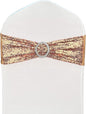 100 Pcs Chair Sashes Sequin Stretch Chair Bands Spandex Polyester Bows for Party Hotel Wedding Banquets Decoration - Rose Gold