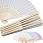 Personalized Folding Hand Fans Engraved Silk Fans, Summer Wedding Fans, Custom Silk-Bamboo Fans Wedding Party Favor Bridal Shower Gifts (30 Pieces), White