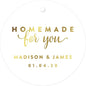 Andaz Press Personalized Round Circle Wedding Gift Tags, Metallic Gold Ink, Homemade for You, 24-Pack, Custom Made Any Name, Gold Party Supplies