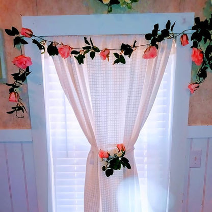 UKELER 2 Pack Artificial Rose Vines Silk Flower Garland Artificial Floral Plant for Wedding Arch Party Garden Craft Home Decor, Dark Pink