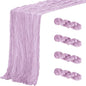 Aktor 4 Pack Lavender Table Runner Boho Cheesecloth Table Runner Semi Sheer Gauze Fabric Runners for Wedding Birthday Baby Shower Party Boho Table Decoration（Lavender）