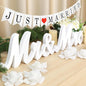White Wooden Mr and Mrs Signs for Wedding Table, Wooden Wedding Table Signs for Ceremony and Reception - Centerpiece Decorations with Just Married Banner Gifts