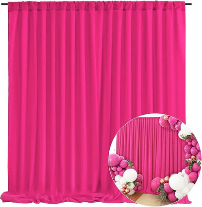 10 x 10 Feet Fuchsia Backdrop Curtain for Partie, Background Curtains for Photoshoot, Birthday, Wedding, Halloween, Thanksgiving, Christmas Day, New Year Party Decorations 5Ft x 10Ft, 2 Panels