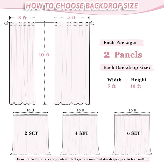 DUOBAO Rainbow Sheer Chiffon Curtains - Premium Fabric Drapes for Wedding Backdrop, Party Decor, Living Room -10x10ft 2 Panels(58" x120)