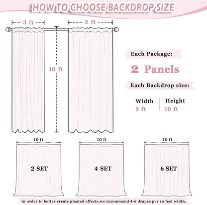 DUOBAO Rainbow Sheer Chiffon Curtains - Premium Fabric Drapes for Wedding Backdrop, Party Decor, Living Room -10x10ft 2 Panels(58" x120)