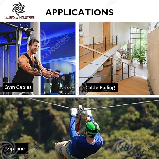 Laureola 1/8" 7x19 Stainless Steel Aircraft Wire Rope 304 Grade (900ft)