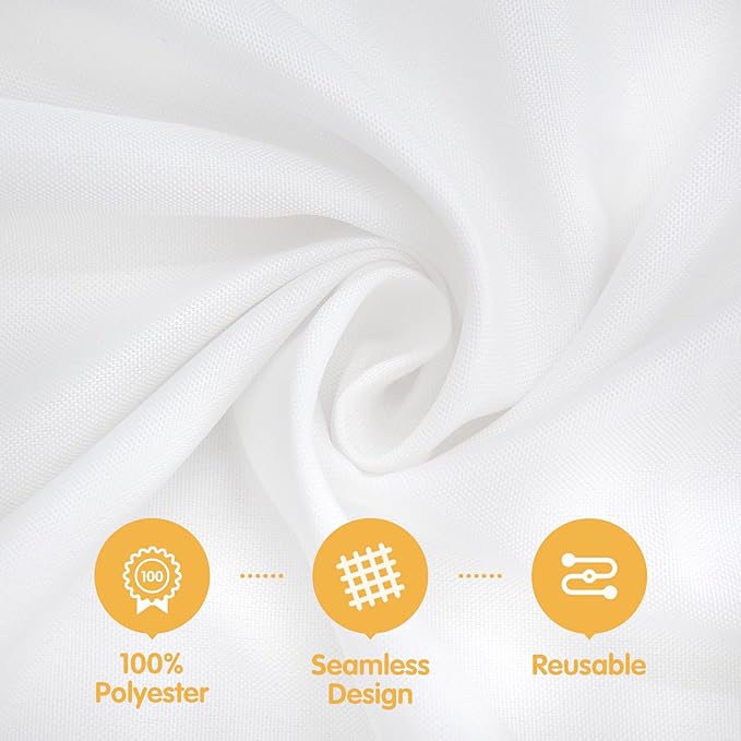 BRILLMAX 4 Pack White Round Tablecloths 120 Inch - Circle Bulk Linen Polyester Fabric Washable Table Cloth Cover for Wedding Reception Banquet Birthday Party Buffet Restaurant