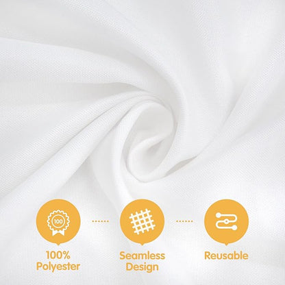 BRILLMAX 10 Pack White Round Tablecloths 90 Inch - Circle Bulk Linen Polyester Fabric Washable Table Cloth Cover for Wedding Reception Banquet Birthday Party Buffet Restaurant