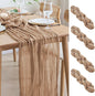 Asee'm 4pcs Cheesecloth Table Runner 120 Inches Long Nude Boho Gauze Cheese Cloth Runner 10FT Rustic Sheer Table Runners for Christmas Wedding Party Baby Shower Spring Easter Decoration