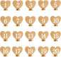 Heart Shape Wooden Table Numbers 1-20 With Holder Base - Rustic Hollow Out Wood Cards for Wedding, Party, Event Decoration
