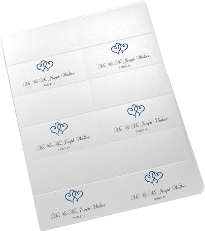 Linked Hearts Printable Place Cards, Royal Blue (Choose Color), Set of 60 (10 Sheets), Laser & Inkjet Printers - Wedding, Party, Dinner, and Special Events - Made in the USA
