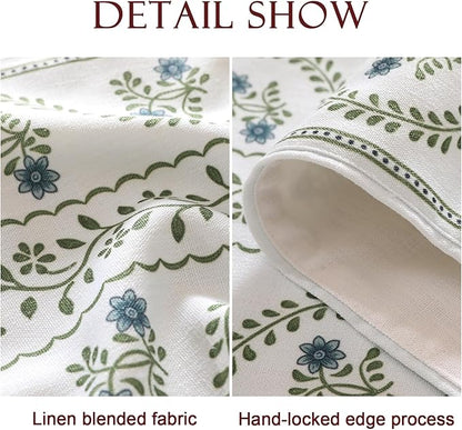 ISAENNE Designer White Elegant Linen Table Runner 71 Inches Long,Chinoiserie Floral Decor Durable Table Runners for Dining Tables,Thanksgiving,Kitchen Tables,Christmas,12"*71"-Mosella D