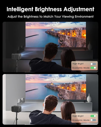Smart 4K Projector for Bedroom, Indoor Outdoor Home Theater Projectors with WiFi, Bluetooth, NFC, Wireless Airplay Mirroring, Google TV, Dolby, HDMI ARC for Movie Night, Gaming, Halloween, Holiday