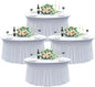 4 pk White Round Spandex Tablecloth for 60in Tables, Wrinkle Free Stretchy 120inch Fitted 5FT Table Cloths Round Table Covers with Skirt for Wedding Party Dining Banquet Events
