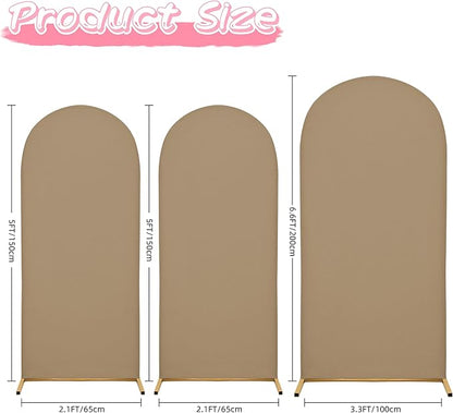6.6FT Wedding Arch Covers Arch Backdrop Cover Arch Stand Covers Set Arch Cover Spandex Fabric Stretchy Backdrop for Wedding Birthday Party Decoration Baby Shower (Khaki)