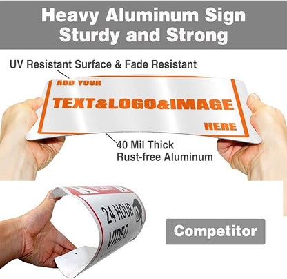 Custom Signs Outdoor Metal - 12 x 8 Customized Personalized Aluminum Signs for Office, Home, Business, Decor, Custom Rust-Proof Sign (Orange Text Box)