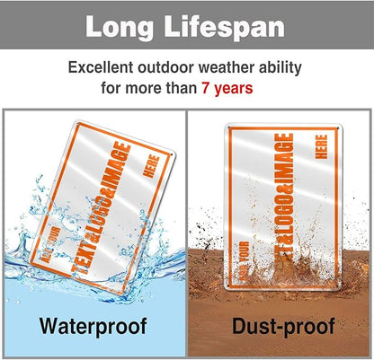 Custom Signs Outdoor Metal - 12 x 8 Customized Personalized Aluminum Signs for Office, Home, Business, Decor, Custom Rust-Proof Sign (Orange Text Box)