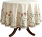 ISAENNE Designer Off White Linen Small Round Tablecloth,Floral Elegant Table Cloth,Stain Resistant Vintage Decor Tablecloths for Dining Thanksgiving Kitchen Christmas,Diameter 55"-Serenity G