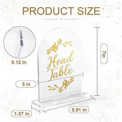 Wedding Table Numbers 1-25 Clear Acrylic Seating Number Signs for Weddings Reception Anniversary Party Decor Seat Number for Tables with Elegant Gold Lettering
