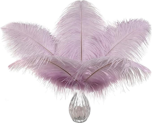 Ballinger Lavender Ostrich Feathers Bulk - 24Pcs 12-14inch Light Purple Feathers for Party Centerpieces, Flower Arrangement and Home Decor