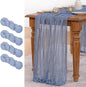 MLMW 4 Pack Dusty Blue Table Runner Cheesecloth Gender Reveal Boho Gauze Rustic Cheese Cloth Table Runner 160 inch Sheer 13.3ft for Wedding Party Baby Bridal Shower Birthday