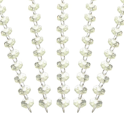 PATIKIL 14 mm Crystal Garland Strands, 16.4 Ft Acrylic Octagon Chandelier Bead Chains String for DIY Craft Wedding Party Home Decorative Jewelry Making, Champagne
