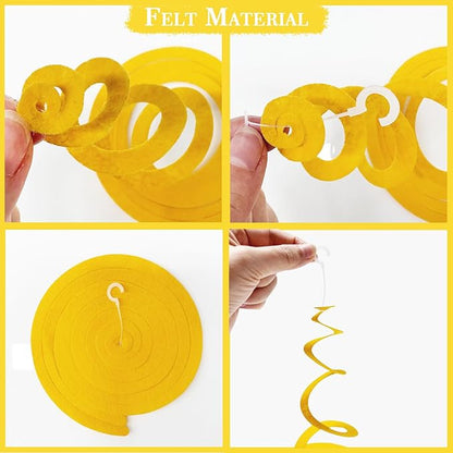 36 Pcs Super Mario Hanging Swirl Decorations Colorful Felt Swirl Streamer Spiral Ceiling Decorations Garland for Birthday Baby Shower Wedding Carnival Circus Clown Fiesta Festival Party Supplies