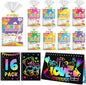 Party Favors for Kids: 16 Pack Rainbow Scratch Art Notebook Back to School Students Classroom Gifts Bulk for Girls Boys Goodie Bags Stuffers, Return Gifts for Birthday Party Favors Bulk