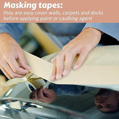 Masking Tape Bulk General Purpose Masking Painting Tape 55 Yards for Painting Home Office School Stationery Arts Crafts Basic Use, Easy Removal(3 Rolls,6 Inch)