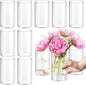 12Pcs Glass Cylinder vases for Centerpieces, 6 Inches Clear Bud Vases for Wedding Decorations,Floral Vase Bulk Flower vases,Tall Glass Hurricane Candle Holder for Table Shelf, Party.