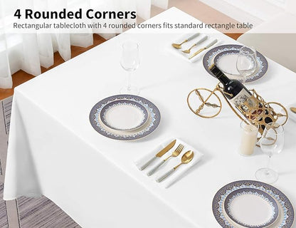 Surmente White Rectangle Tablecloth 60 x 102-inch Rectangular Polyester Table Cloth for Weddings, Banquets, or Restaurants