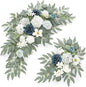 Faux Flower Swag Set of 2 for Wedding Welcome Signs Floral Swag Wedding Reception Ceremony Signs Decor (A-White Blue)