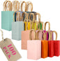 qiqee 100Pcs Mini Size Paper Gift Bags with Handles - 4.5"×2.5"×6" Kraft Small Party Bags - 16 Solid Colors