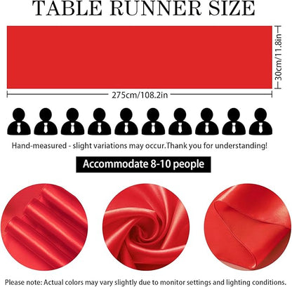 SHEJIZE 2 Pack Satin Red Table Runner 12x108 Inches Long, Bright Silky Smooth Satin Table Runner Table Decor for Wedding Banquet Christmas Prom Event Birthday Party