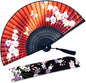 Amajiji Folding Hand Fan for Women, Chinese Japanese Vintage Style Bamboo Silk Hand Held Folding Fans for Party Wedding Dancing Decoration Gift Performance (AM-08)