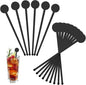 240Pcs Drink Stirrers Cocktail, 7 Inches Disposible Plastic Swizzle Sticks with Disc Top, Mixing Rod for Bar Drinks,Wedding Drinks,Coffee Stir,Whiskey Beverage（Black）