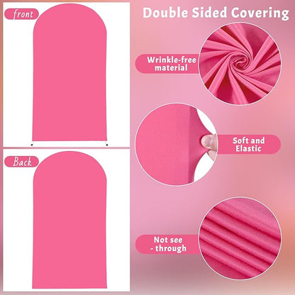 7.2FT Fuchsia Arch Backdrop Cover - Polyester Fitted Wedding Arch Stand Covers Round Top Chiara Arch Backdrop Cover for Birthday Party Banquet Photo Background Decoration