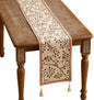 ISAENNE Designer Elegant Linen Floral Extra Long Table Runner 118 Inches,Farmhouse Light Beige Durable Decor Table Runners for Dining Tables,Thanksgiving,Kitchen Tables,Christmas,12"*118"-Flora A